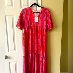NWT Caftan, size small, hot pink & orange